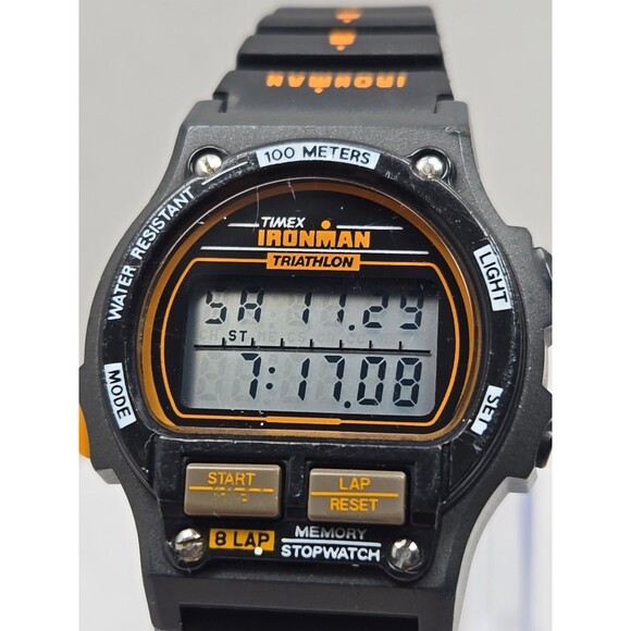 1992 Timex Ironman Triathlon Womens 8 Lap 100M Digital Watch Black New Battery - Picture 4 of 11